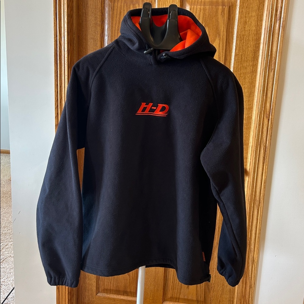 Harley-Davidson Black Heavy Duty Lined Fleece Hoodie with Orange Trim